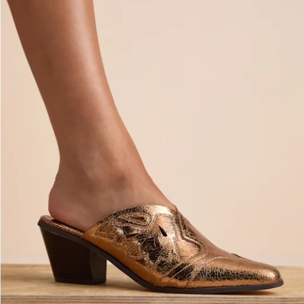 Armina Bronze Western Mule Pumps